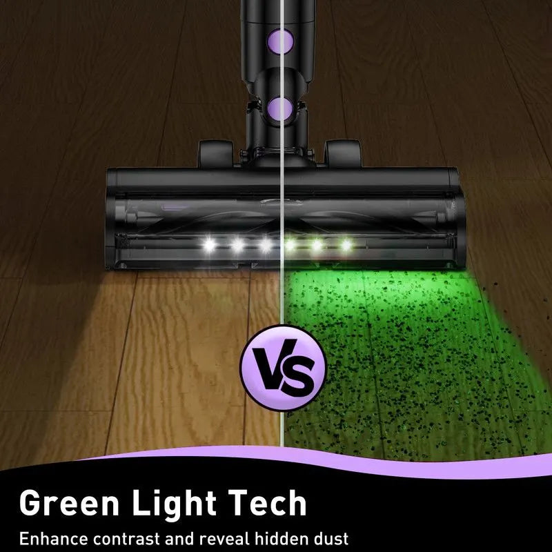 Cordless Vacuum Cleaner, 10 in 1 Stick Vacuum with Powerful Suction, Hose, Green LED Light, Anti-Tangle Brush, 55Kpa Lightweight Rechargeable Vacuum Cleaner for Home, Hardwood Floors, Carpets, Pet Hair. - Image 4