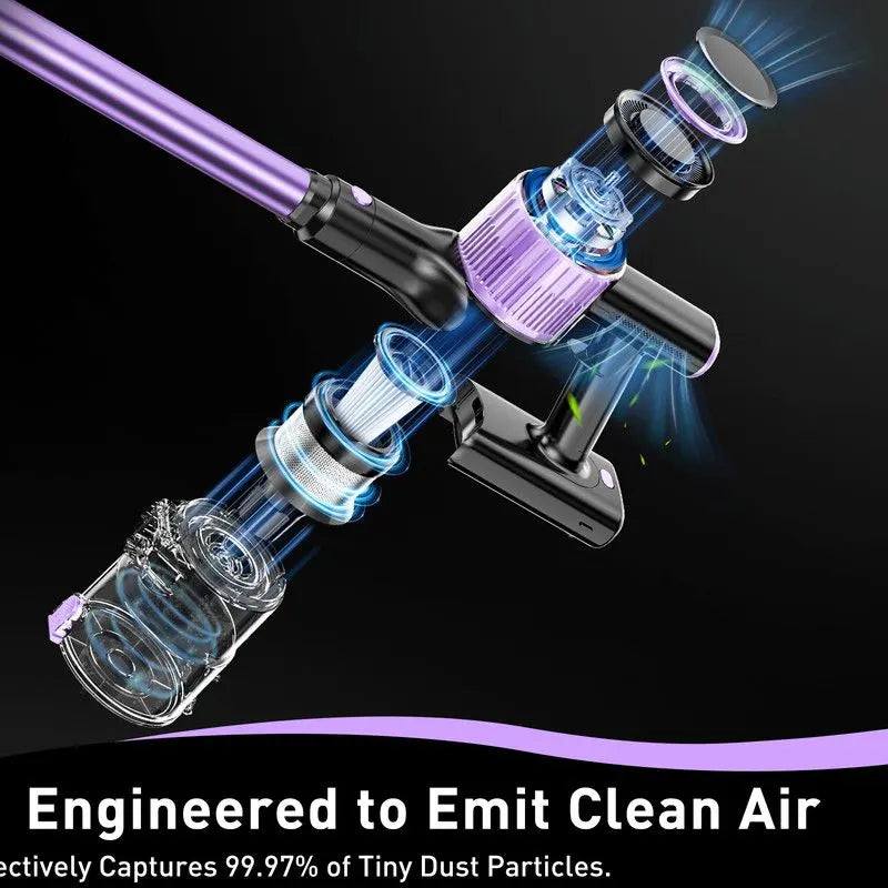Cordless Vacuum Cleaner, 10 in 1 Stick Vacuum with Powerful Suction, Hose, Green LED Light, Anti-Tangle Brush, 55Kpa Lightweight Rechargeable Vacuum Cleaner for Home, Hardwood Floors, Carpets, Pet Hair. - Image 6