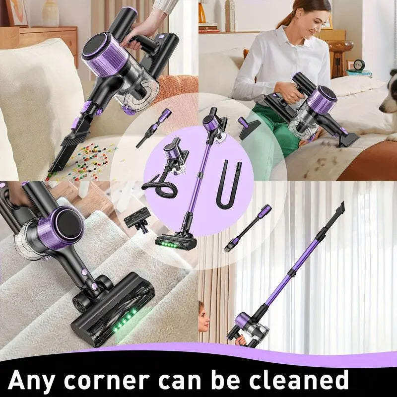 Cordless Vacuum Cleaner, 10 in 1 Stick Vacuum with Powerful Suction, Hose, Green LED Light, Anti-Tangle Brush, 55Kpa Lightweight Rechargeable Vacuum Cleaner for Home, Hardwood Floors, Carpets, Pet Hair. - Image 9