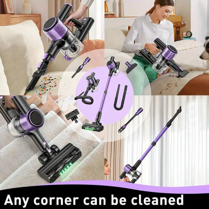 Cordless Vacuum Cleaner, 10 in 1 Stick Vacuum with Powerful Suction, Hose, Green LED Light, Anti-Tangle Brush, 55Kpa Lightweight Rechargeable Vacuum Cleaner for Home, Hardwood Floors, Carpets, Pet Hair. - Image 9