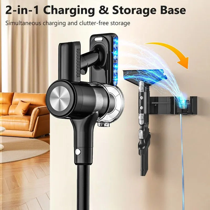 Cordless Vacuum Cleaner, 55Kpa/55Mins Vacuum Cleaners for Home. Self-Standing Stick Vacuum with Rechargeable Dock，LED Display & Anti-Tangle，Lightweight Rechargeable Vacuum for Carpet，Floor - Image 8