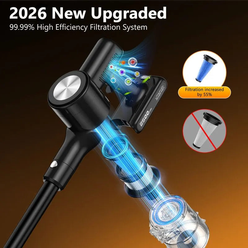 Cordless Vacuum Cleaner, 55Kpa/55Mins Vacuum Cleaners for Home. Self-Standing Stick Vacuum with Rechargeable Dock，LED Display & Anti-Tangle，Lightweight Rechargeable Vacuum for Carpet，Floor - Image 9