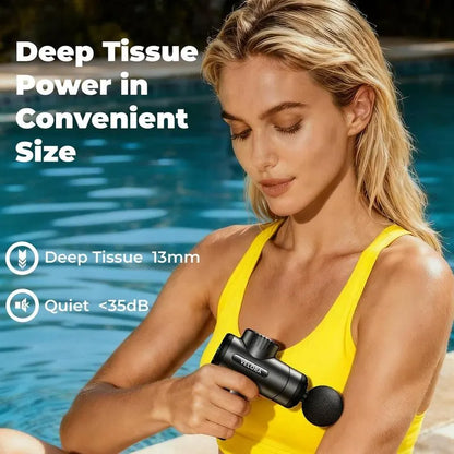 VELORA Mini Massage Gun - Deep Tissue Percussion Massager for Neck Back Shoulder Leg Foot - 6 Heads USB-C Rechargeable - Grey - Image 2