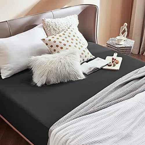 2000TC Hotel Quality Fitted Sheets - 2 Piece Fitted Sheets  -Breathable Bedding - Wrinkle, Fade, Stain Resistant- 16inch/40cm Deep Pocket Fitted Bed Sheets-Wrinkle and Fade Resistant,(Black,Double) - Image 6