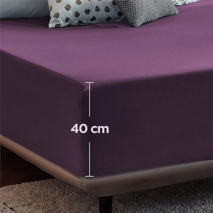 2000TC Hotel Quality Fitted Sheets - 2 Piece Fitted Sheets  -Breathable Bedding - Wrinkle, Fade, Stain Resistant- 16inch/40cm Deep Pocket Fitted Bed Sheets-Wrinkle and Fade Resistant,(Purple,Double) - Image 5