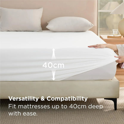2000TC Hotel Quality Fitted Sheets - 2 Piece Fitted Sheets  -Breathable Bedding - Wrinkle, Fade, Stain Resistant- 16inch/40cm Deep Pocket Fitted Bed Sheets-Wrinkle and Fade Resistant,(White,King) - Image 5