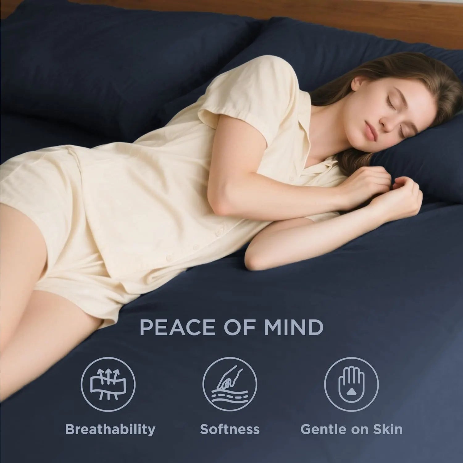 2000TC Hotel Quality Fitted Sheets - 2 Piece Fitted Sheets  -Breathable Bedding - Wrinkle, Fade, Stain Resistant- 16inch/40cm Deep Pocket Fitted Bed Sheets-Wrinkle and Fade Resistant,(Navy,King) - Image 2