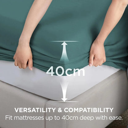 2000TC Hotel Quality Fitted Sheets - 2 Piece Fitted Sheets  -Breathable Bedding - Wrinkle, Fade, Stain Resistant- 16inch/40cm Deep Pocket Fitted Bed Sheets-Wrinkle and Fade Resistant,(Biscay blue,King) - Image 3
