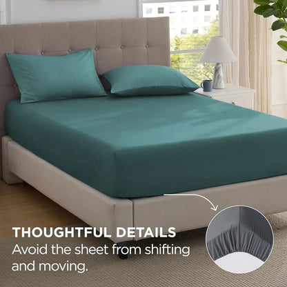 2000TC Hotel Quality Fitted Sheets - 2 Piece Fitted Sheets  -Breathable Bedding - Wrinkle, Fade, Stain Resistant- 16inch/40cm Deep Pocket Fitted Bed Sheets-Wrinkle and Fade Resistant,(Biscay blue,King) - Image 4