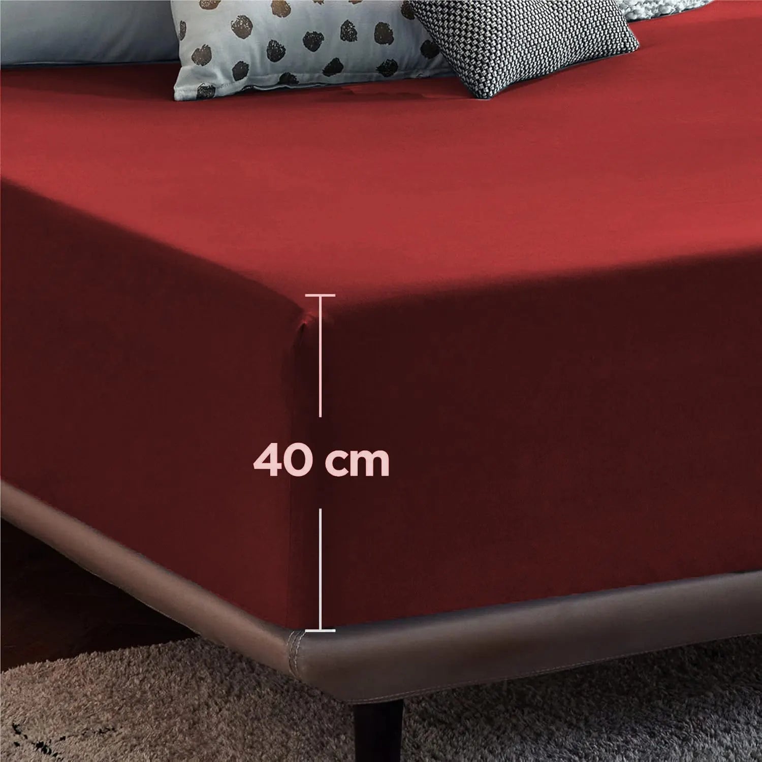 2000TC Hotel Quality Fitted Sheets - 2 Piece Fitted Sheets  -Breathable Bedding - Wrinkle, Fade, Stain Resistant- 16inch/40cm Deep Pocket Fitted Bed Sheets-Wrinkle and Fade Resistant,(Red,King Single) - Image 5
