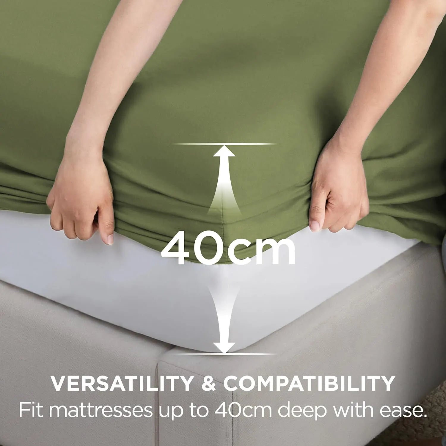 2000TC Hotel Quality Fitted Sheets - 2 Piece Fitted Sheets  -Breathable Bedding - Wrinkle, Fade, Stain Resistant- 16inch/40cm Deep Pocket Fitted Bed Sheets-Wrinkle and Fade Resistant,(Olive green,King Single) - Image 3