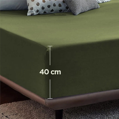 2000TC Hotel Quality Fitted Sheets - 2 Piece Fitted Sheets  -Breathable Bedding - Wrinkle, Fade, Stain Resistant- 16inch/40cm Deep Pocket Fitted Bed Sheets-Wrinkle and Fade Resistant,(Olive green,King Single) - Image 5