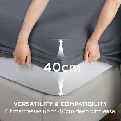 2000TC Hotel Quality Fitted Sheets - 2 Piece Fitted Sheets  -Breathable Bedding - Wrinkle, Fade, Stain Resistant- 16inch/40cm Deep Pocket Fitted Bed Sheets-Wrinkle and Fade Resistant,(Dark gray,King Single) - Image 3