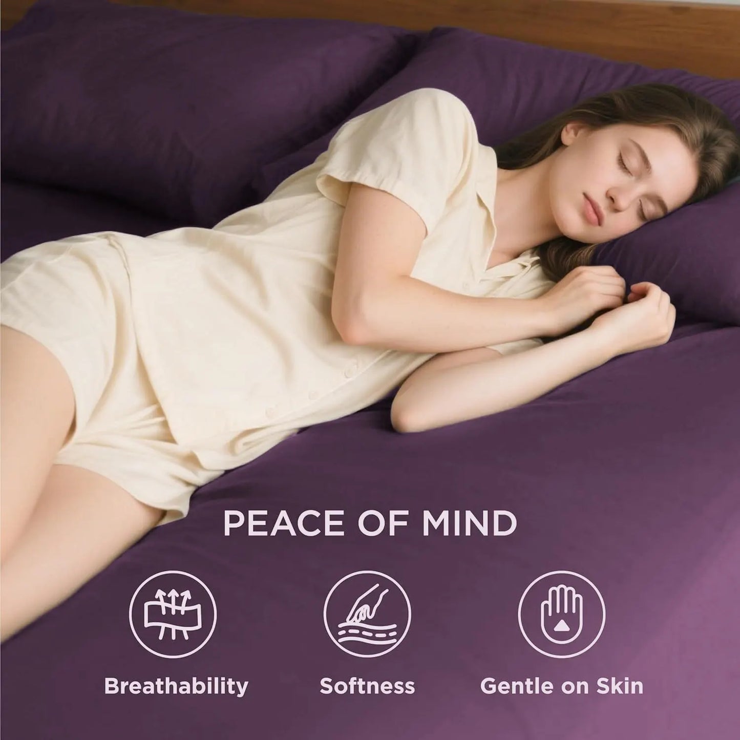 2000TC Hotel Quality Fitted Sheets - 2 Piece Fitted Sheets  -Breathable Bedding - Wrinkle, Fade, Stain Resistant- 16inch/40cm Deep Pocket Fitted Bed Sheets-Wrinkle and Fade Resistant,(Purple,King Single) - Image 2
