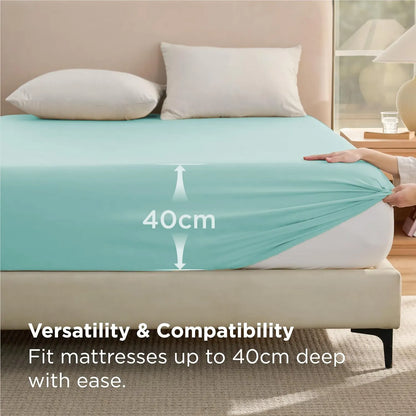 2000TC Hotel Quality Fitted Sheets - 2 Piece Fitted Sheets  -Breathable Bedding - Wrinkle, Fade, Stain Resistant- 16inch/40cm Deep Pocket Fitted Bed Sheets-Wrinkle and Fade Resistant,(Ice blue,Queen) - Image 3