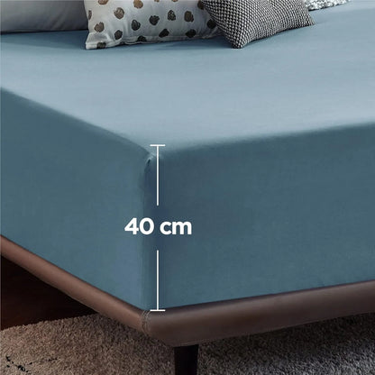 2000TC Hotel Quality Fitted Sheets - 2 Piece Fitted Sheets  -Breathable Bedding - Wrinkle, Fade, Stain Resistant- 16inch/40cm Deep Pocket Fitted Bed Sheets-Wrinkle and Fade Resistant,(Ocean,Queen) - Image 5