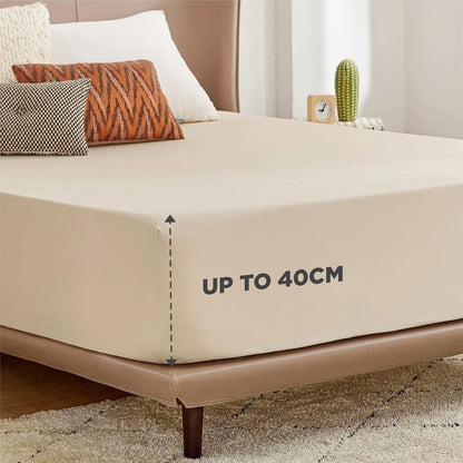 2000TC Hotel Quality Fitted Sheets - 2 Piece Fitted Sheets  -Breathable Bedding - Wrinkle, Fade, Stain Resistant- 16inch/40cm Deep Pocket Fitted Bed Sheets-Wrinkle and Fade Resistant,(Cream White,Queen) - Image 5