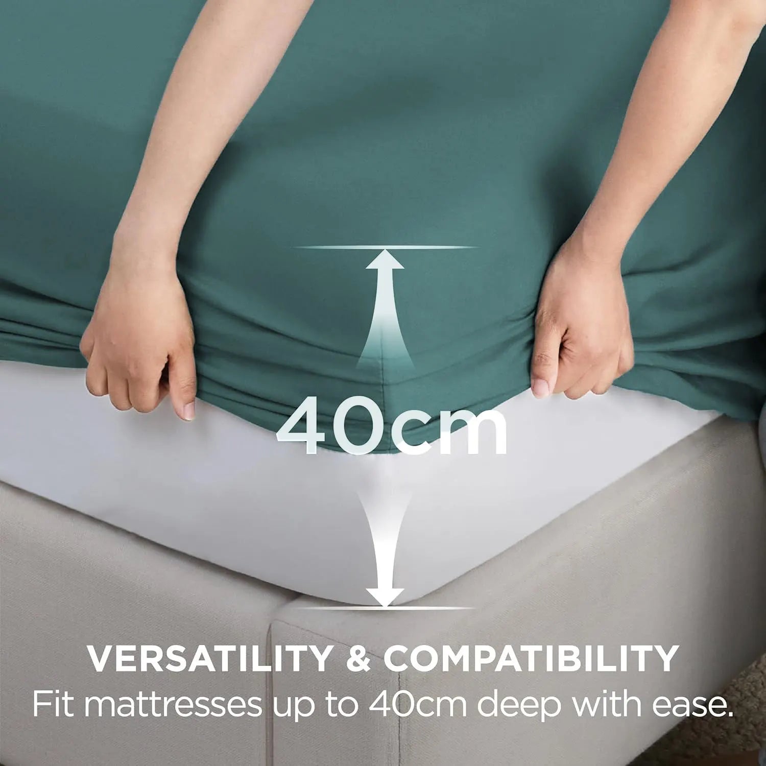 2000TC Hotel Quality Fitted Sheets - 2 Piece Fitted Sheets  -Breathable Bedding - Wrinkle, Fade, Stain Resistant- 16inch/40cm Deep Pocket Fitted Bed Sheets-Wrinkle and Fade Resistant,(Biscay blue,Queen) - Image 3