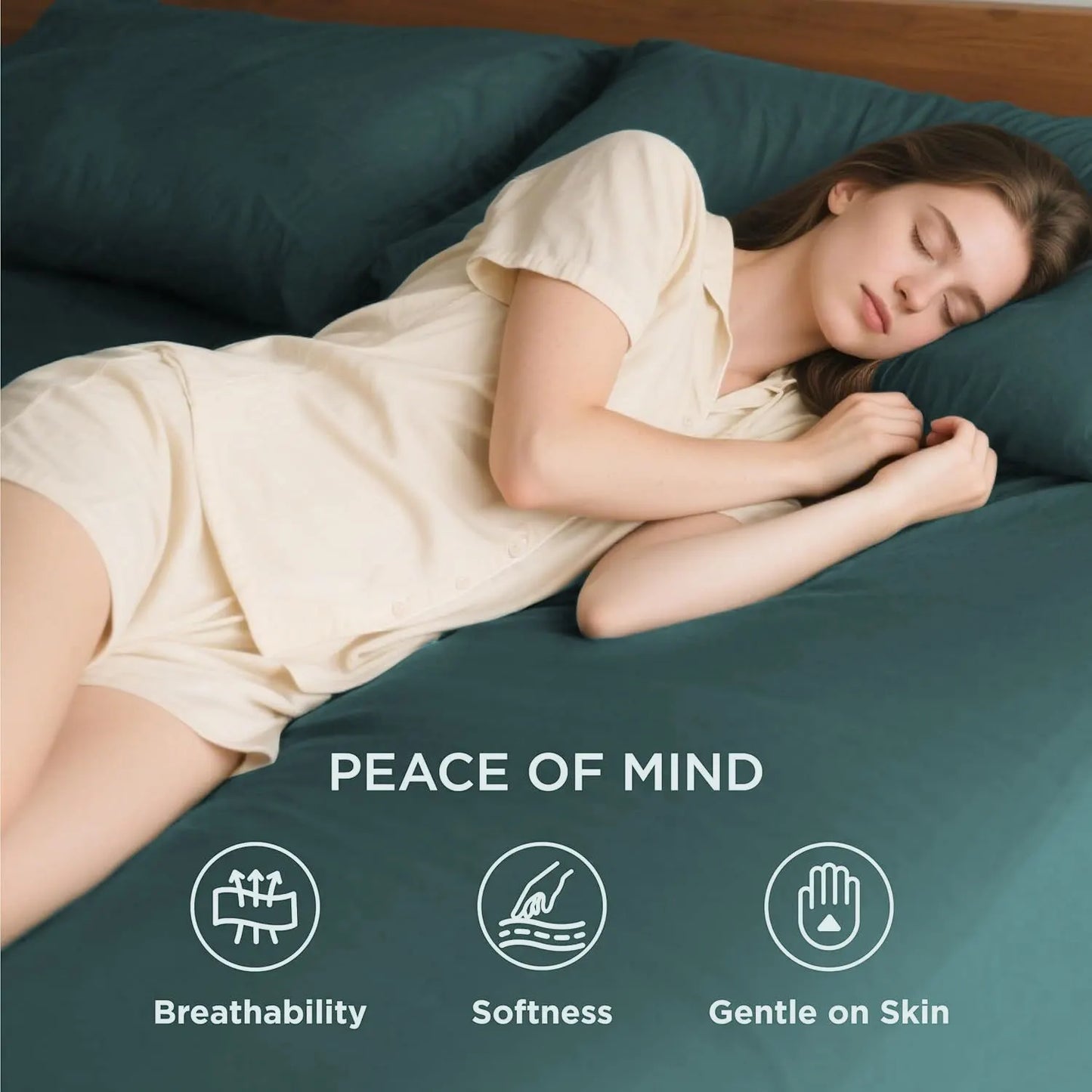 2000TC Hotel Quality Fitted Sheets - 2 Piece Fitted Sheets  -Breathable Bedding - Wrinkle, Fade, Stain Resistant- 16inch/40cm Deep Pocket Fitted Bed Sheets-Wrinkle and Fade Resistant,(Biscay blue,Single) - Image 2
