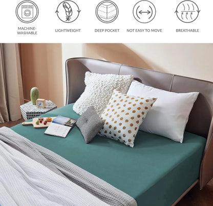 2000TC Hotel Quality Fitted Sheets - 2 Piece Fitted Sheets  -Breathable Bedding - Wrinkle, Fade, Stain Resistant- 16inch/40cm Deep Pocket Fitted Bed Sheets-Wrinkle and Fade Resistant,(Biscay blue,Single) - Image 6