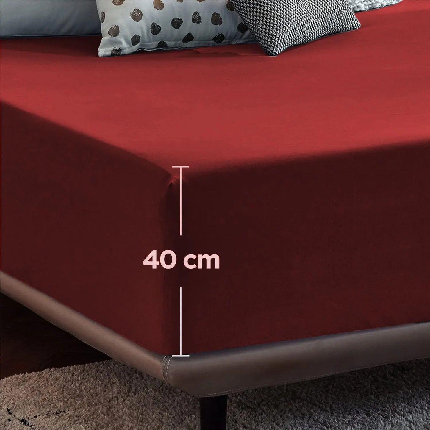 2000TC Hotel Quality Fitted Sheets - 2 Piece Fitted Sheets  -Breathable Bedding - Wrinkle, Fade, Stain Resistant- 16inch/40cm Deep Pocket Fitted Bed Sheets-Wrinkle and Fade Resistant,(Red,Super King) - Image 5