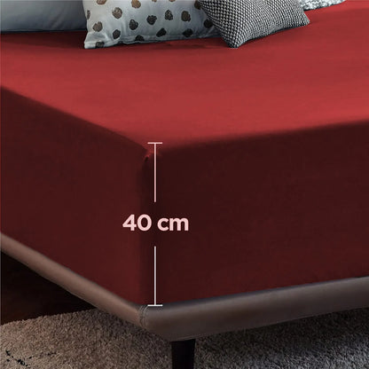2000TC Hotel Quality Fitted Sheets - 2 Piece Fitted Sheets  -Breathable Bedding - Wrinkle, Fade, Stain Resistant- 16inch/40cm Deep Pocket Fitted Bed Sheets-Wrinkle and Fade Resistant,(Red,Super King) - Image 5
