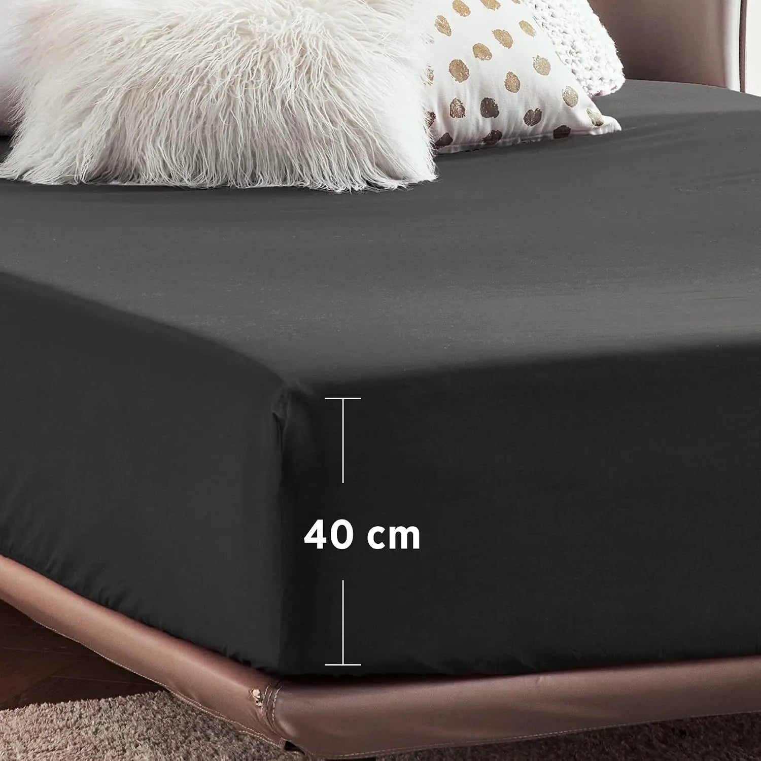 2000TC Hotel Quality Fitted Sheets - 2 Piece Fitted Sheets  -Breathable Bedding - Wrinkle, Fade, Stain Resistant- 16inch/40cm Deep Pocket Fitted Bed Sheets-Wrinkle and Fade Resistant,(Black,Super King) - Image 5