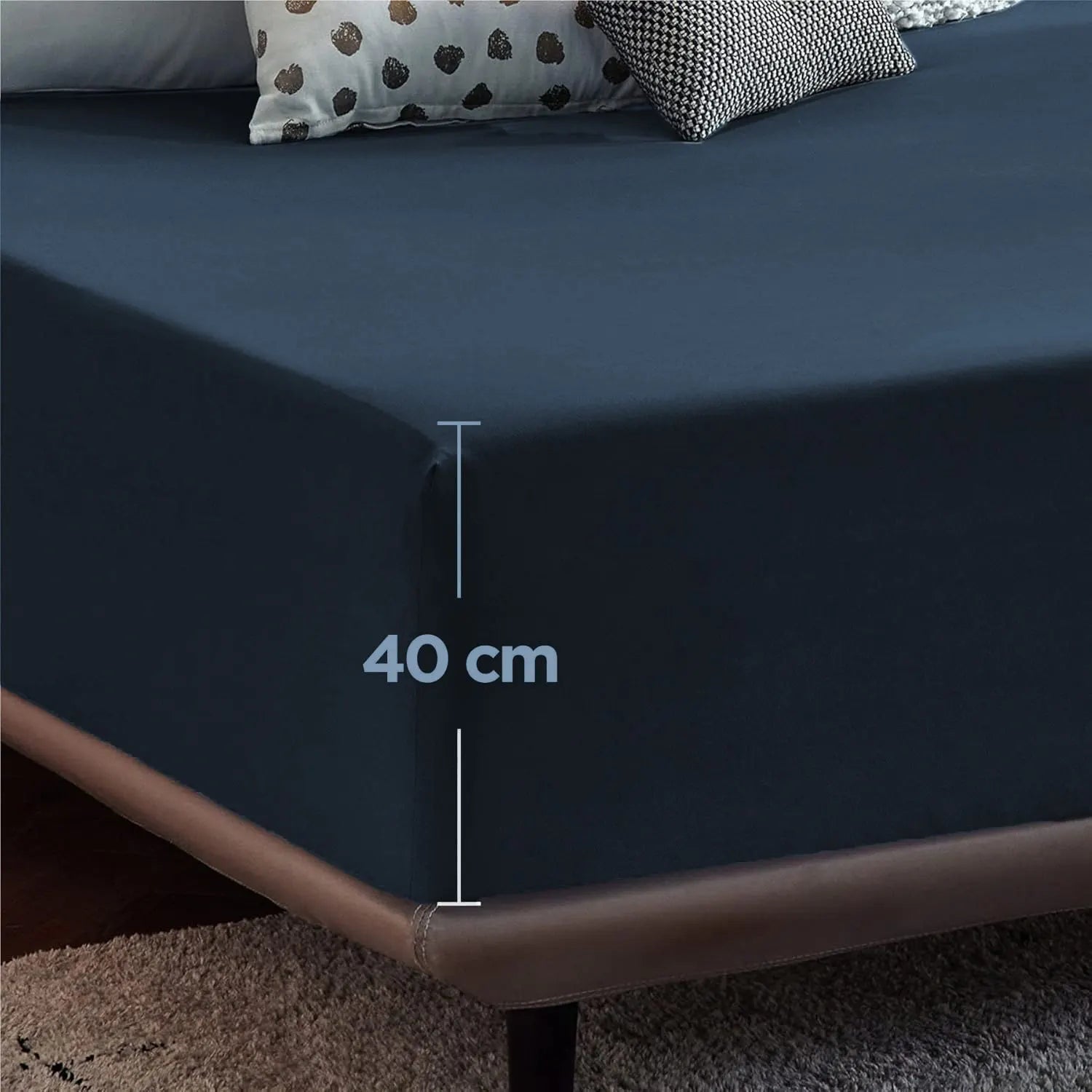 2000TC Hotel Quality Fitted Sheets - 2 Piece Fitted Sheets  -Breathable Bedding - Wrinkle, Fade, Stain Resistant- 16inch/40cm Deep Pocket Fitted Bed Sheets-Wrinkle and Fade Resistant,(Navy,Super King) - Image 5