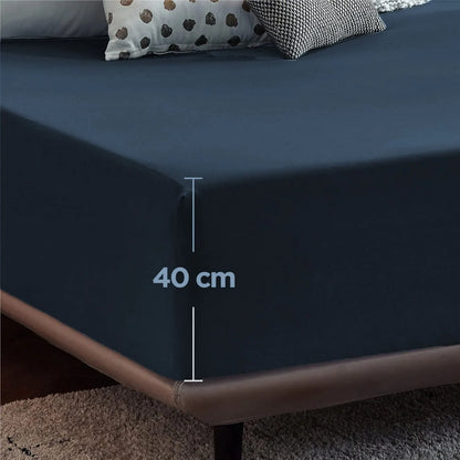 2000TC Hotel Quality Fitted Sheets - 2 Piece Fitted Sheets  -Breathable Bedding - Wrinkle, Fade, Stain Resistant- 16inch/40cm Deep Pocket Fitted Bed Sheets-Wrinkle and Fade Resistant,(Navy,Super King) - Image 5
