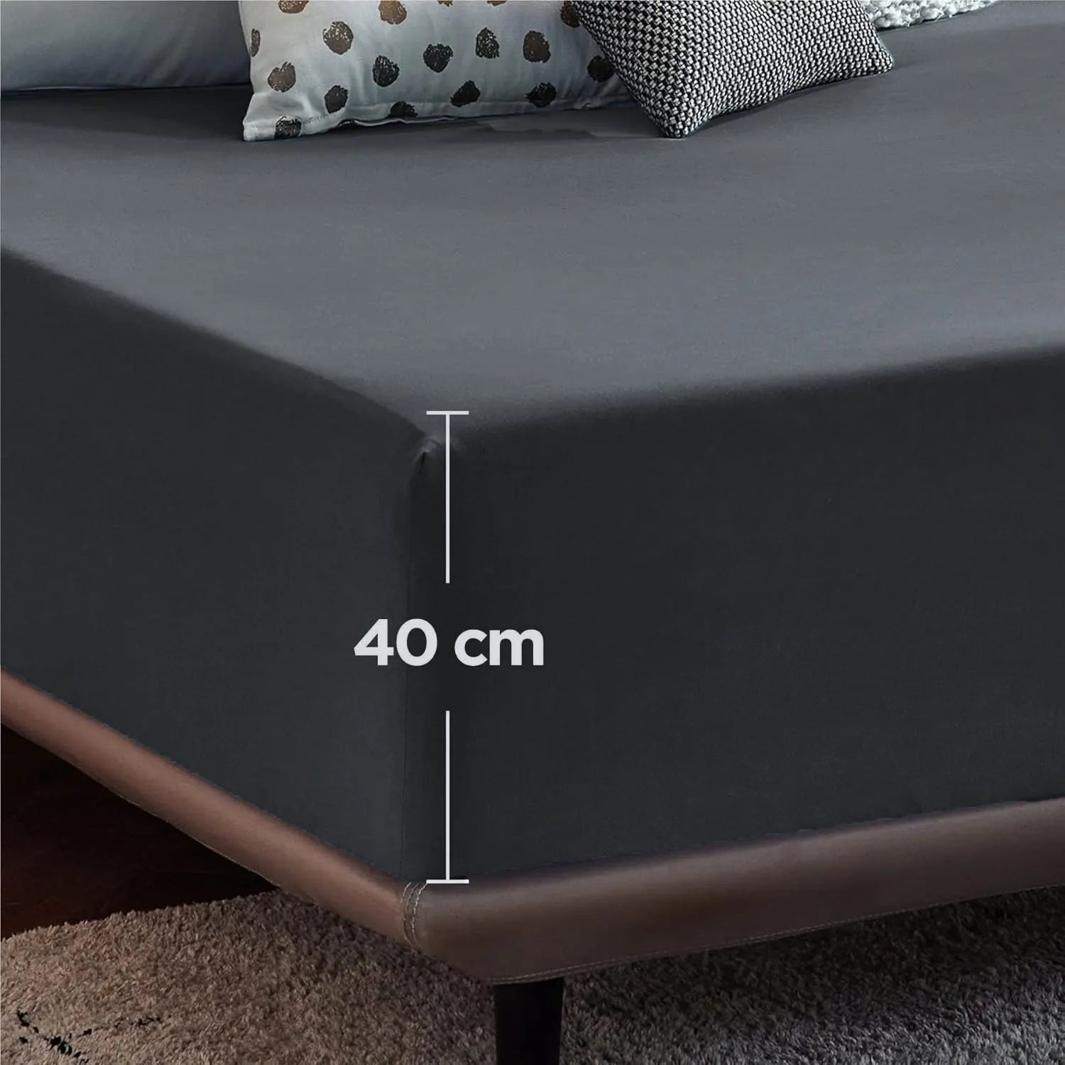 2000TC Hotel Quality Fitted Sheets - 2 Piece Fitted Sheets  -Breathable Bedding - Wrinkle, Fade, Stain Resistant- 16inch/40cm Deep Pocket Fitted Bed Sheets-Wrinkle and Fade Resistant,(Dark gray,Super King) - Image 5