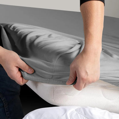 Hotel Quality Fitted sheets - 2 Piece Fitted sheets  -Breathable Bedding - Wrinkle, Fade, Stain Resistant- 26inch/40cm Deep Pocket Fitted Bed Sheet-Wrinkle and Fade Resistant,(Grey,Double) - Image 3