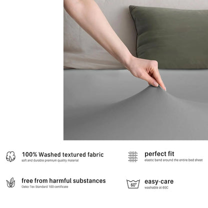 Hotel Quality Fitted sheets - 2 Piece Fitted sheets  -Breathable Bedding - Wrinkle, Fade, Stain Resistant- 26inch/40cm Deep Pocket Fitted Bed Sheet-Wrinkle and Fade Resistant,(Grey,Double) - Image 5