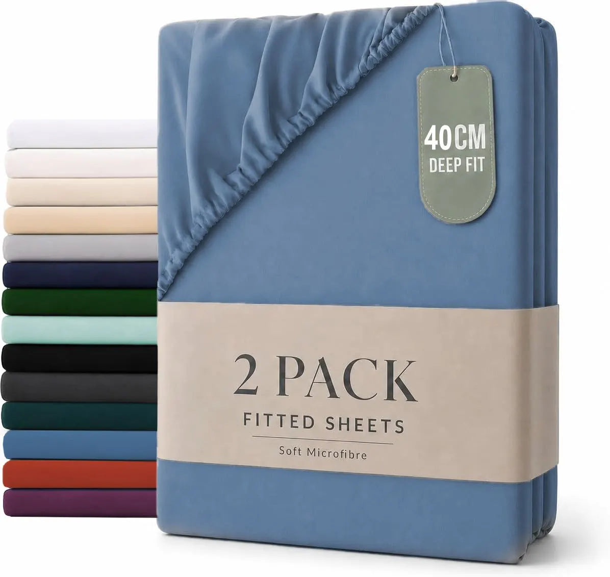 Hotel Quality Fitted sheets - 2 Piece Fitted sheets  -Breathable Bedding - Wrinkle, Fade, Stain Resistant- 26inch/40cm Deep Pocket Fitted Bed Sheet-Wrinkle and Fade Resistant,(Ocean,King)