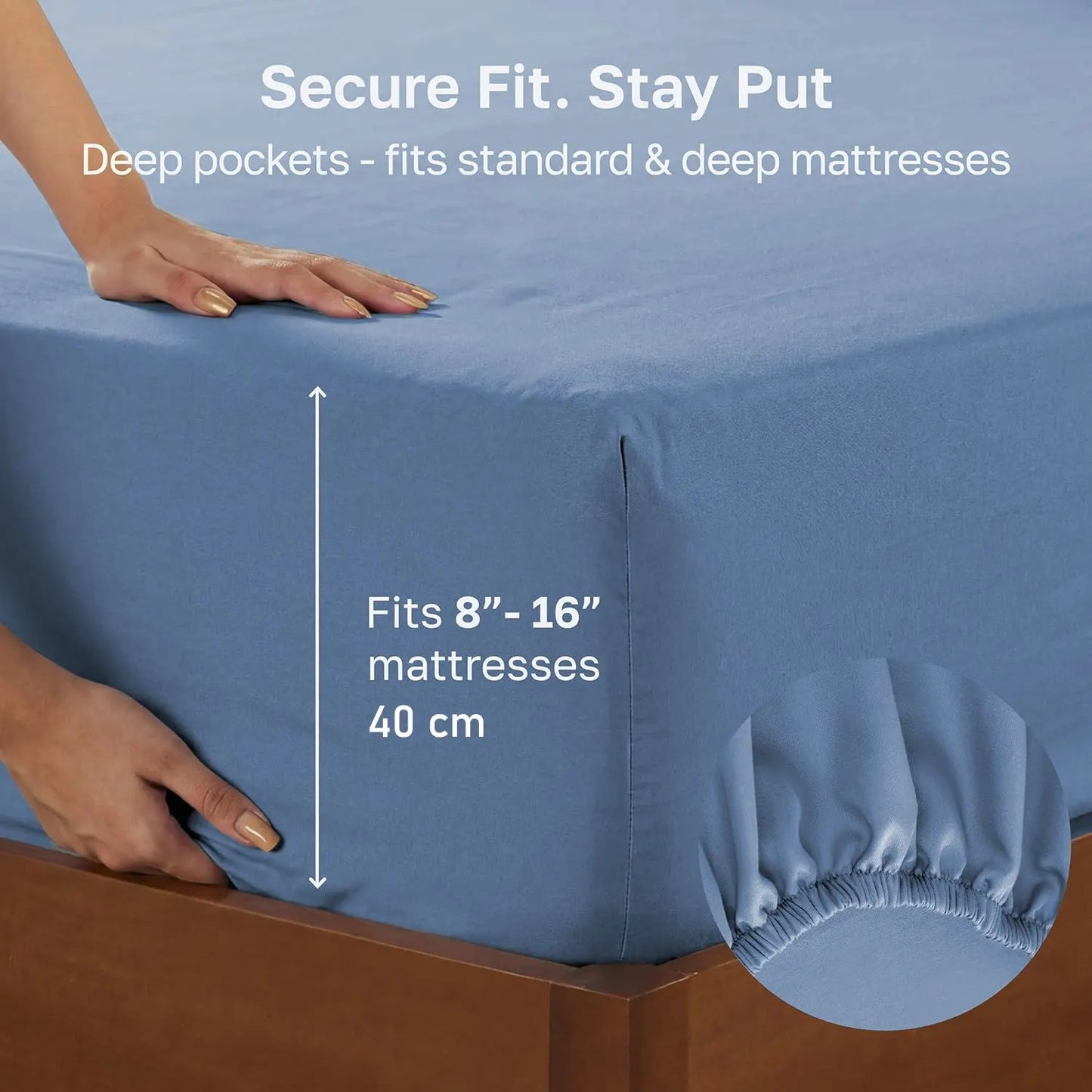 Hotel Quality Fitted sheets - 2 Piece Fitted sheets  -Breathable Bedding - Wrinkle, Fade, Stain Resistant- 26inch/40cm Deep Pocket Fitted Bed Sheet-Wrinkle and Fade Resistant,(Ocean,King) - Image 3