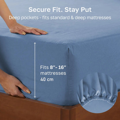 Hotel Quality Fitted sheets - 2 Piece Fitted sheets  -Breathable Bedding - Wrinkle, Fade, Stain Resistant- 26inch/40cm Deep Pocket Fitted Bed Sheet-Wrinkle and Fade Resistant,(Ocean,King) - Image 3