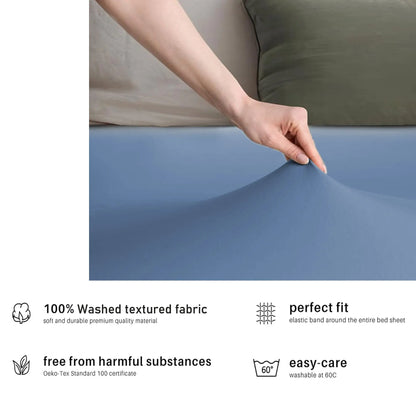 Hotel Quality Fitted sheets - 2 Piece Fitted sheets  -Breathable Bedding - Wrinkle, Fade, Stain Resistant- 26inch/40cm Deep Pocket Fitted Bed Sheet-Wrinkle and Fade Resistant,(Ocean,King) - Image 4