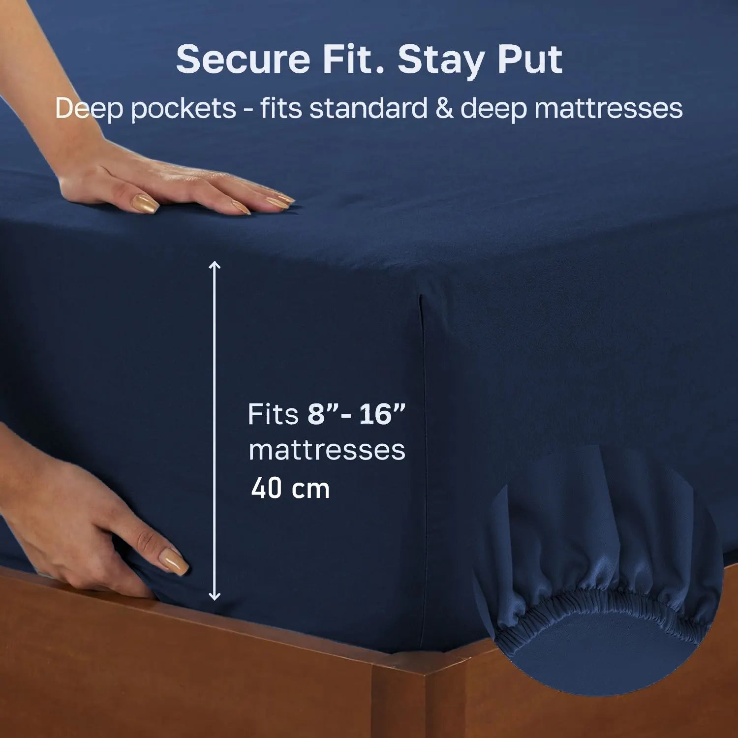 Hotel Quality Fitted sheets - 2 Piece Fitted sheets  -Breathable Bedding - Wrinkle, Fade, Stain Resistant- 26inch/40cm Deep Pocket Fitted Bed Sheet-Wrinkle and Fade Resistant,(Navy,King) - Image 2
