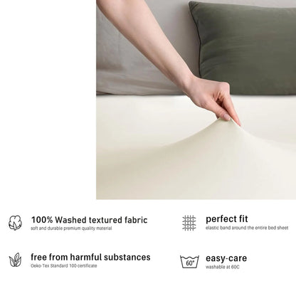 Hotel Quality Fitted sheets - 2 Piece Fitted sheets  -Breathable Bedding - Wrinkle, Fade, Stain Resistant- 26inch/40cm Deep Pocket Fitted Bed Sheet-Wrinkle and Fade Resistant,(Cream White,King) - Image 5