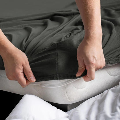 Hotel Quality Fitted sheets - 2 Piece Fitted sheets  -Breathable Bedding - Wrinkle, Fade, Stain Resistant- 26inch/40cm Deep Pocket Fitted Bed Sheet-Wrinkle and Fade Resistant,(Dark gray,King) - Image 2