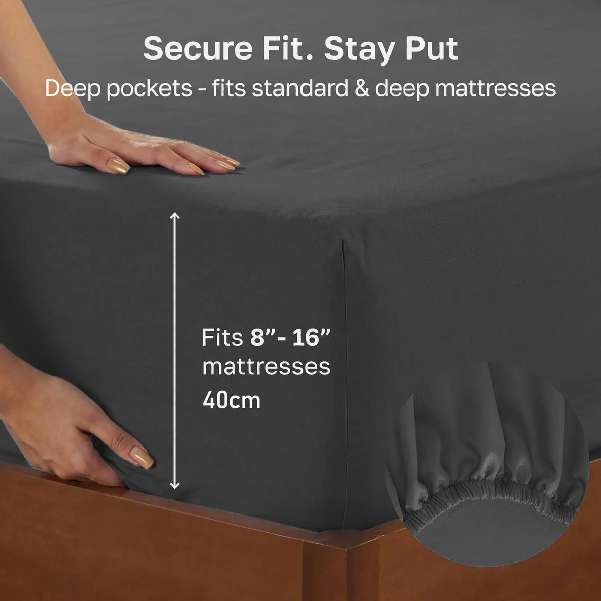 Hotel Quality Fitted sheets - 2 Piece Fitted sheets  -Breathable Bedding - Wrinkle, Fade, Stain Resistant- 26inch/40cm Deep Pocket Fitted Bed Sheet-Wrinkle and Fade Resistant,(Dark gray,King) - Image 3
