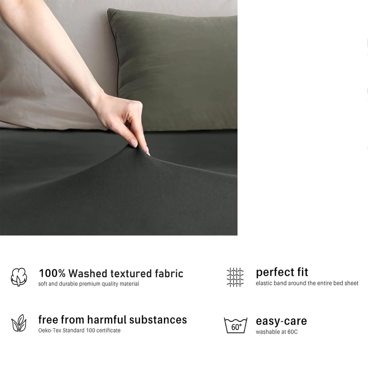 Hotel Quality Fitted sheets - 2 Piece Fitted sheets  -Breathable Bedding - Wrinkle, Fade, Stain Resistant- 26inch/40cm Deep Pocket Fitted Bed Sheet-Wrinkle and Fade Resistant,(Dark gray,King) - Image 4