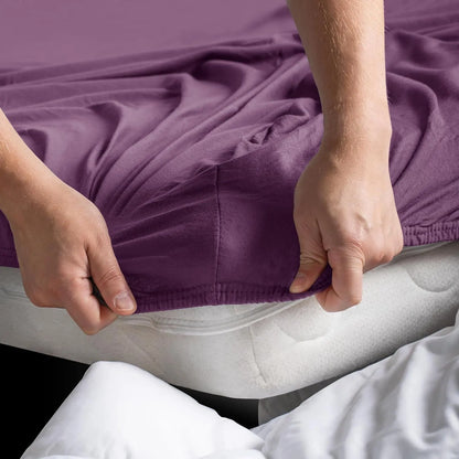 Hotel Quality Fitted sheets - 2 Piece Fitted sheets  -Breathable Bedding - Wrinkle, Fade, Stain Resistant- 26inch/40cm Deep Pocket Fitted Bed Sheet-Wrinkle and Fade Resistant,(Purple,King) - Image 3