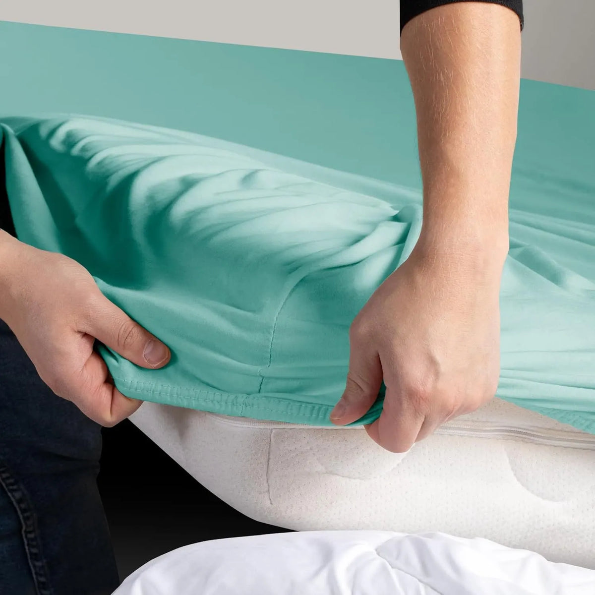 Hotel Quality Fitted sheets - 2 Piece Fitted sheets  -Breathable Bedding - Wrinkle, Fade, Stain Resistant- 26inch/40cm Deep Pocket Fitted Bed Sheet-Wrinkle and Fade Resistant,(Ice blue,King Single) - Image 2