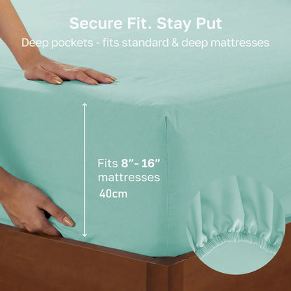 Hotel Quality Fitted sheets - 2 Piece Fitted sheets  -Breathable Bedding - Wrinkle, Fade, Stain Resistant- 26inch/40cm Deep Pocket Fitted Bed Sheet-Wrinkle and Fade Resistant,(Ice blue,King Single) - Image 3