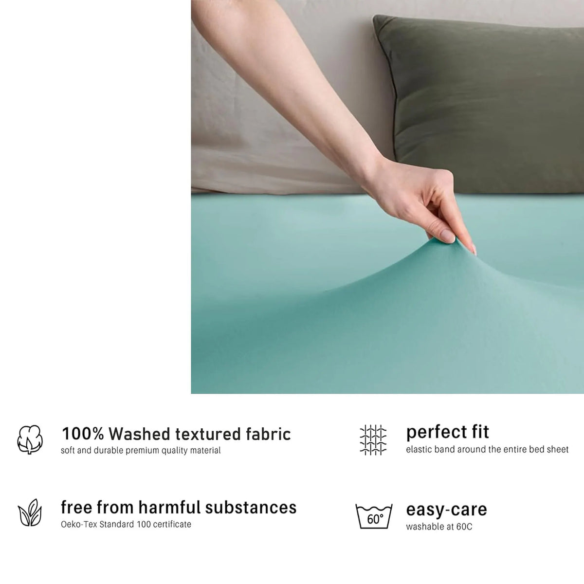 Hotel Quality Fitted sheets - 2 Piece Fitted sheets  -Breathable Bedding - Wrinkle, Fade, Stain Resistant- 26inch/40cm Deep Pocket Fitted Bed Sheet-Wrinkle and Fade Resistant,(Ice blue,King Single) - Image 5