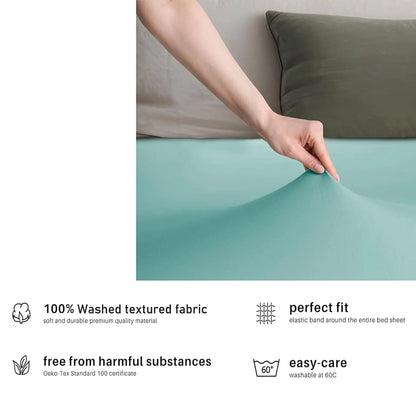 Hotel Quality Fitted sheets - 2 Piece Fitted sheets  -Breathable Bedding - Wrinkle, Fade, Stain Resistant- 26inch/40cm Deep Pocket Fitted Bed Sheet-Wrinkle and Fade Resistant,(Ice blue,King Single) - Image 5