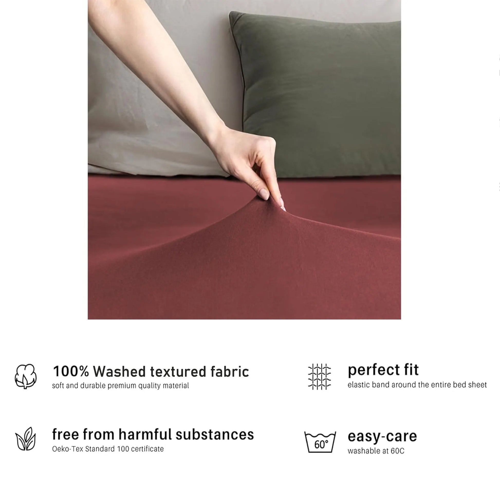 Hotel Quality Fitted sheets - 2 Piece Fitted sheets  -Breathable Bedding - Wrinkle, Fade, Stain Resistant- 26inch/40cm Deep Pocket Fitted Bed Sheet-Wrinkle and Fade Resistant,(Red,King Single) - Image 5