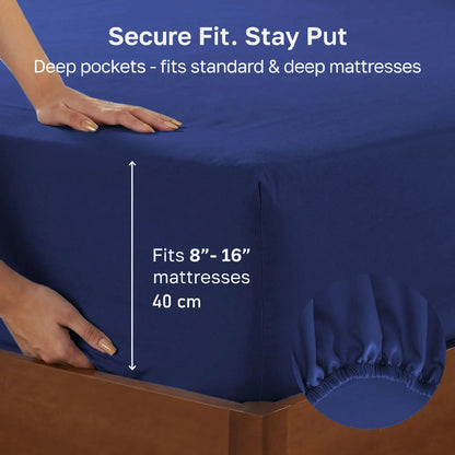 Hotel Quality Fitted sheets - 2 Piece Fitted sheets  -Breathable Bedding - Wrinkle, Fade, Stain Resistant- 26inch/40cm Deep Pocket Fitted Bed Sheet-Wrinkle and Fade Resistant,(Royal blue,King Single) - Image 2