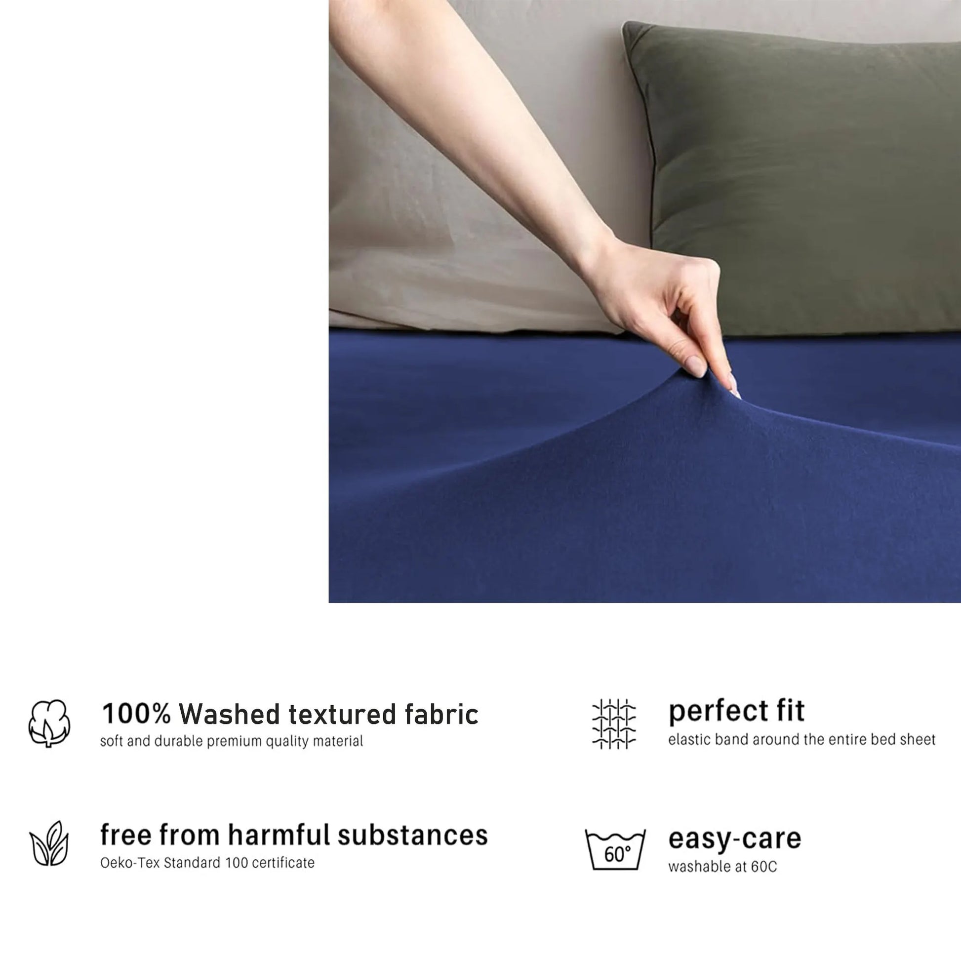 Hotel Quality Fitted sheets - 2 Piece Fitted sheets  -Breathable Bedding - Wrinkle, Fade, Stain Resistant- 26inch/40cm Deep Pocket Fitted Bed Sheet-Wrinkle and Fade Resistant,(Royal blue,King Single) - Image 5