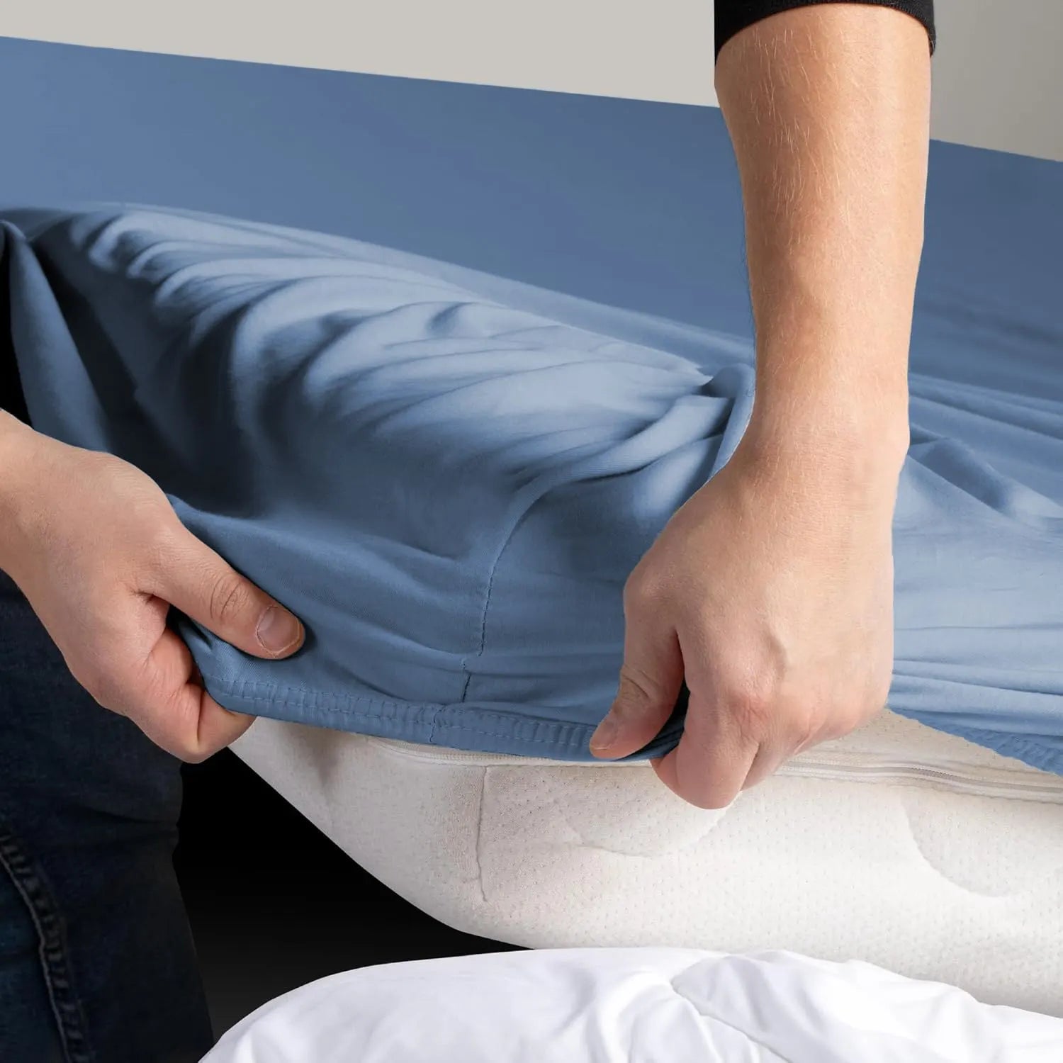 Hotel Quality Fitted sheets - 2 Piece Fitted sheets  -Breathable Bedding - Wrinkle, Fade, Stain Resistant- 26inch/40cm Deep Pocket Fitted Bed Sheet-Wrinkle and Fade Resistant,(Ocean,King Single) - Image 2